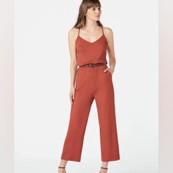 JustFab Ribbed Rust Jumpsuit - Picture 6 of 6